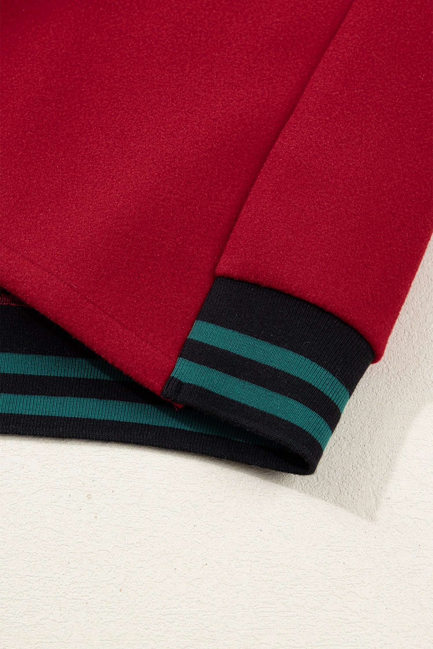 Racing Red Contrast Cuffed Drop Shoulder Zip Up Tunic Hoodie Dear-Lover Dropshipping