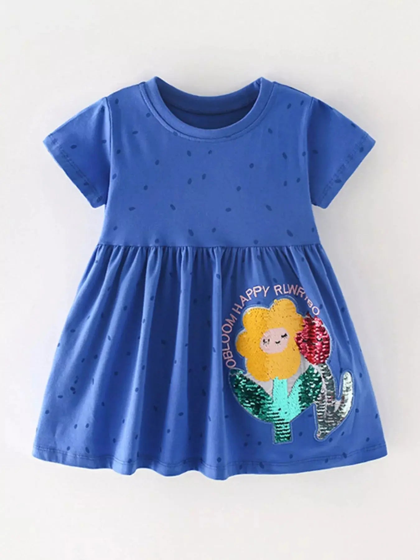 Children's Flower Sequin Short Sleeve Dress Simply Love