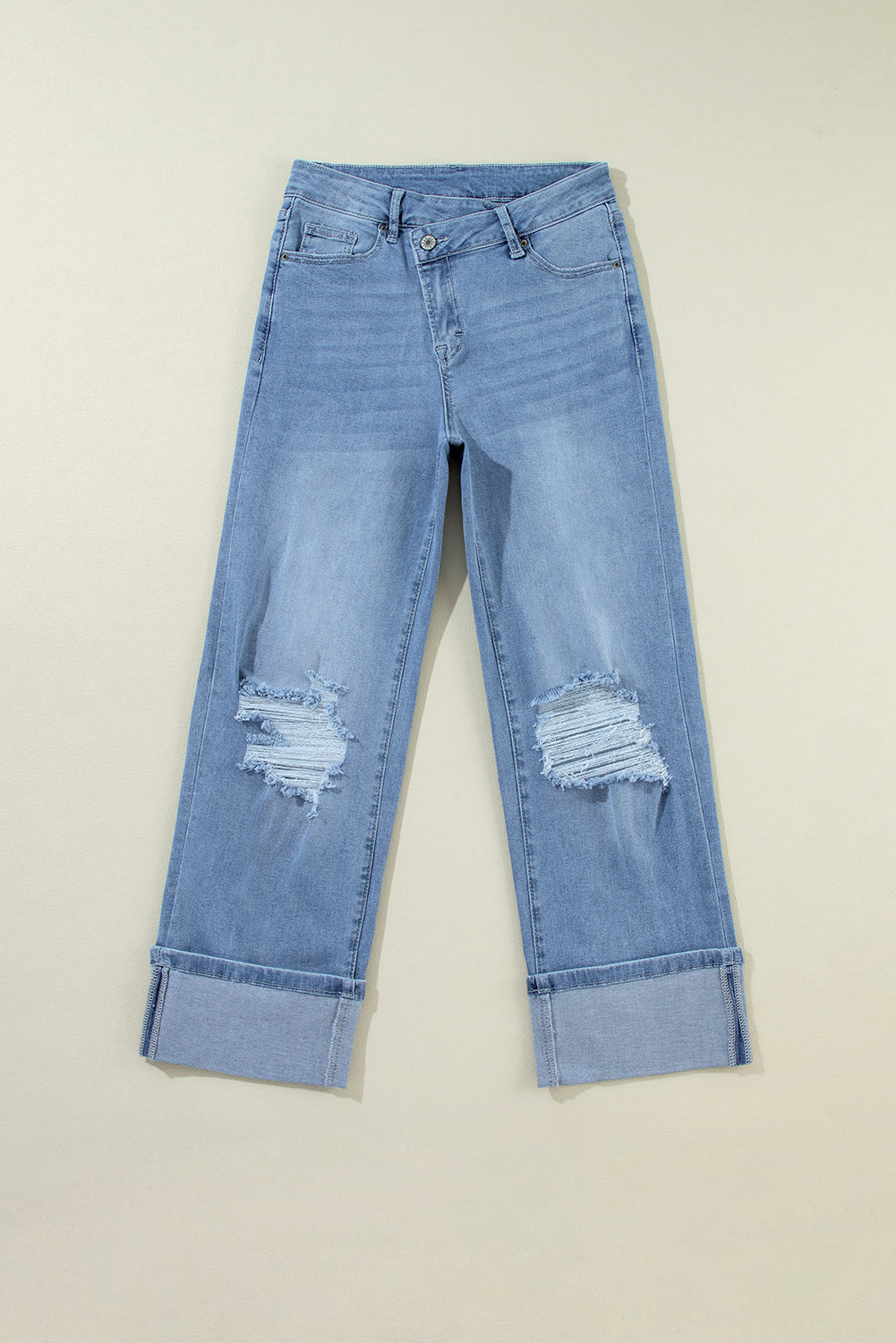 Dusk blue high waist ripped jeans