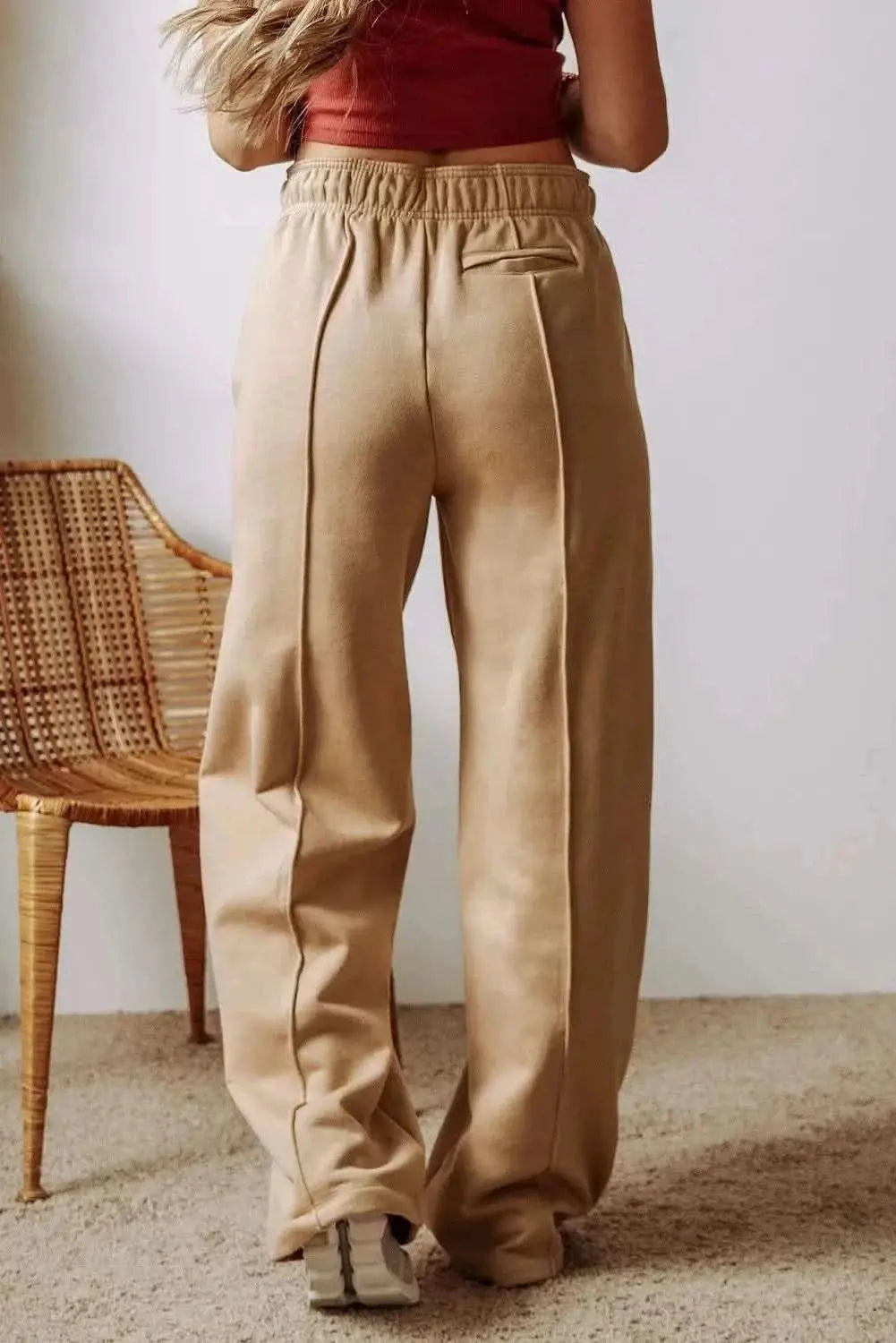 Wide leg drawstring trousers with pockets - Love Salve 