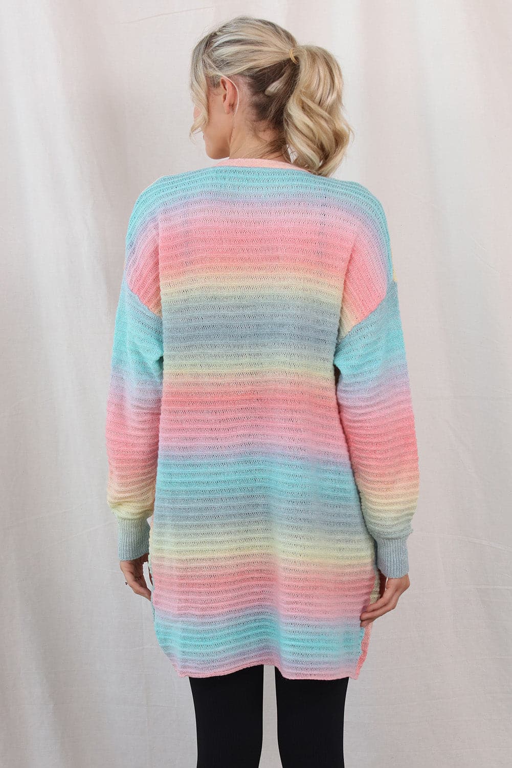 Gradient Dropped Shoulder Longline Cardigan.