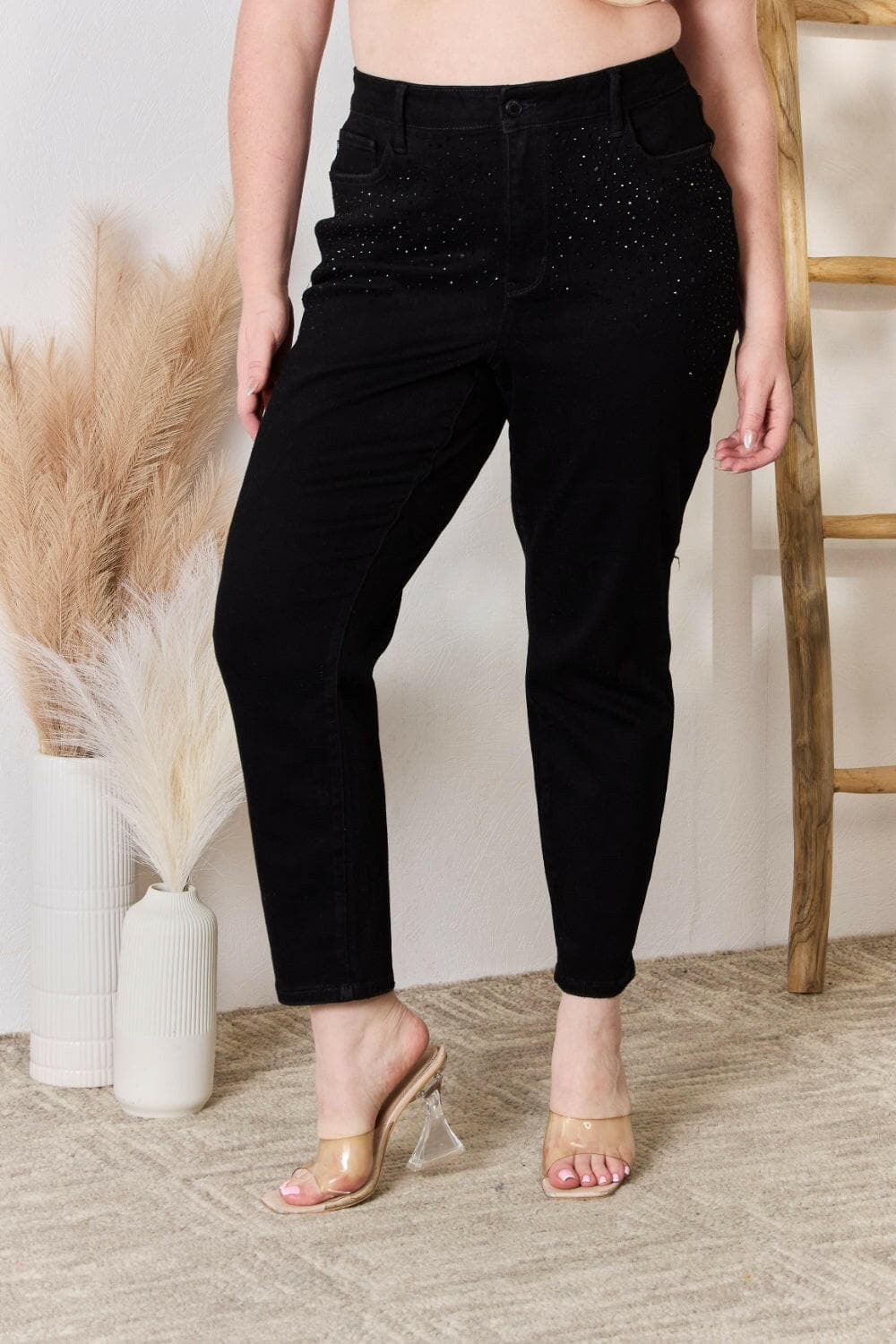 Judy Blue Full Size Rhinestone Embellished Slim Jeans.