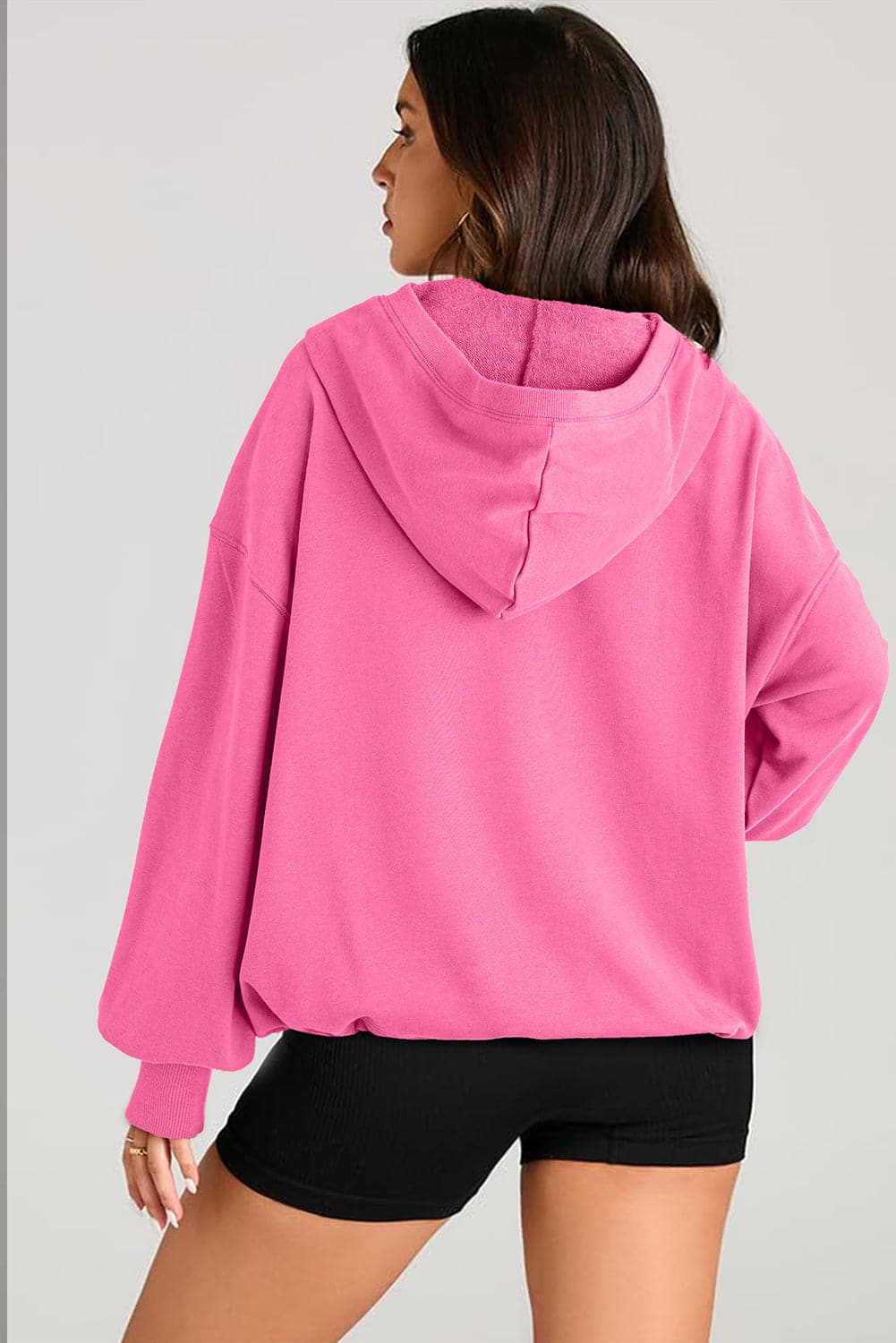 Sheer pocketed half zip hoodie for a stylish look