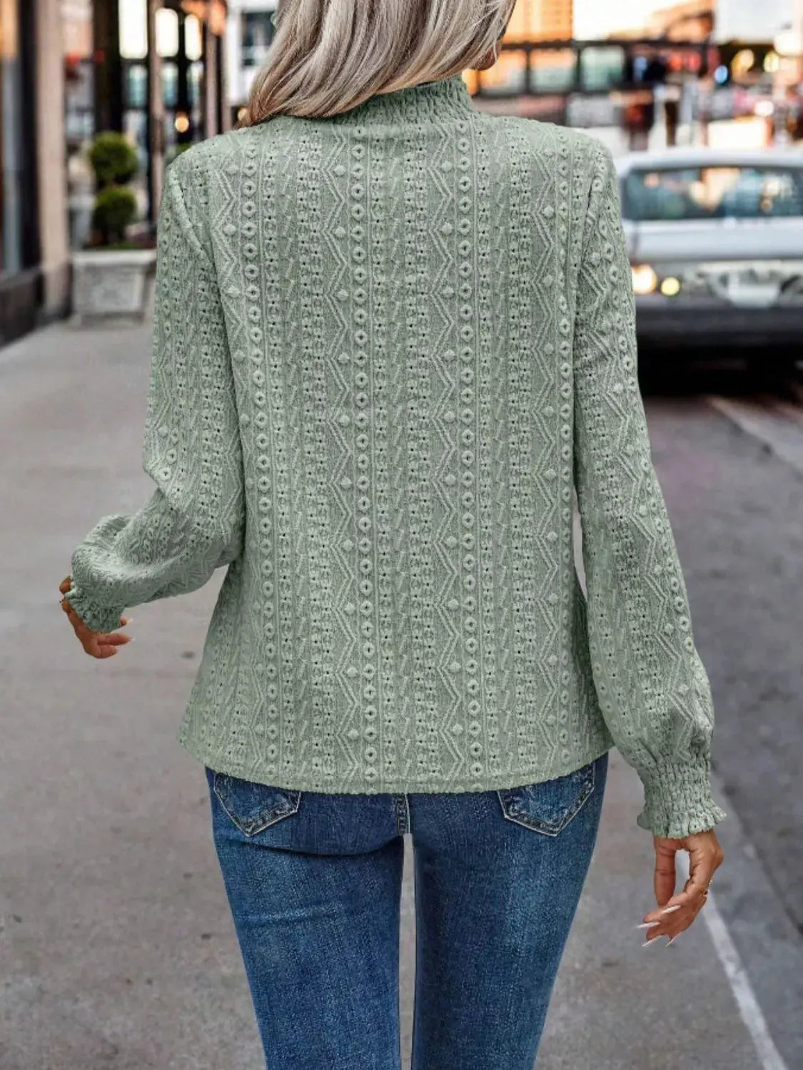 Eyelet Long Sleeve Blouse Simply Love