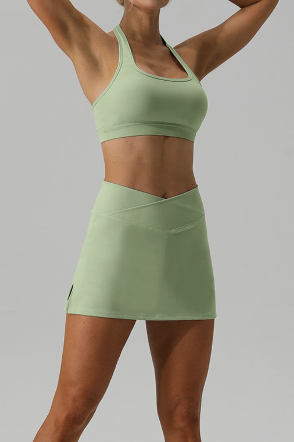 Halter Neck Tank and Slit Skirt Active Set.