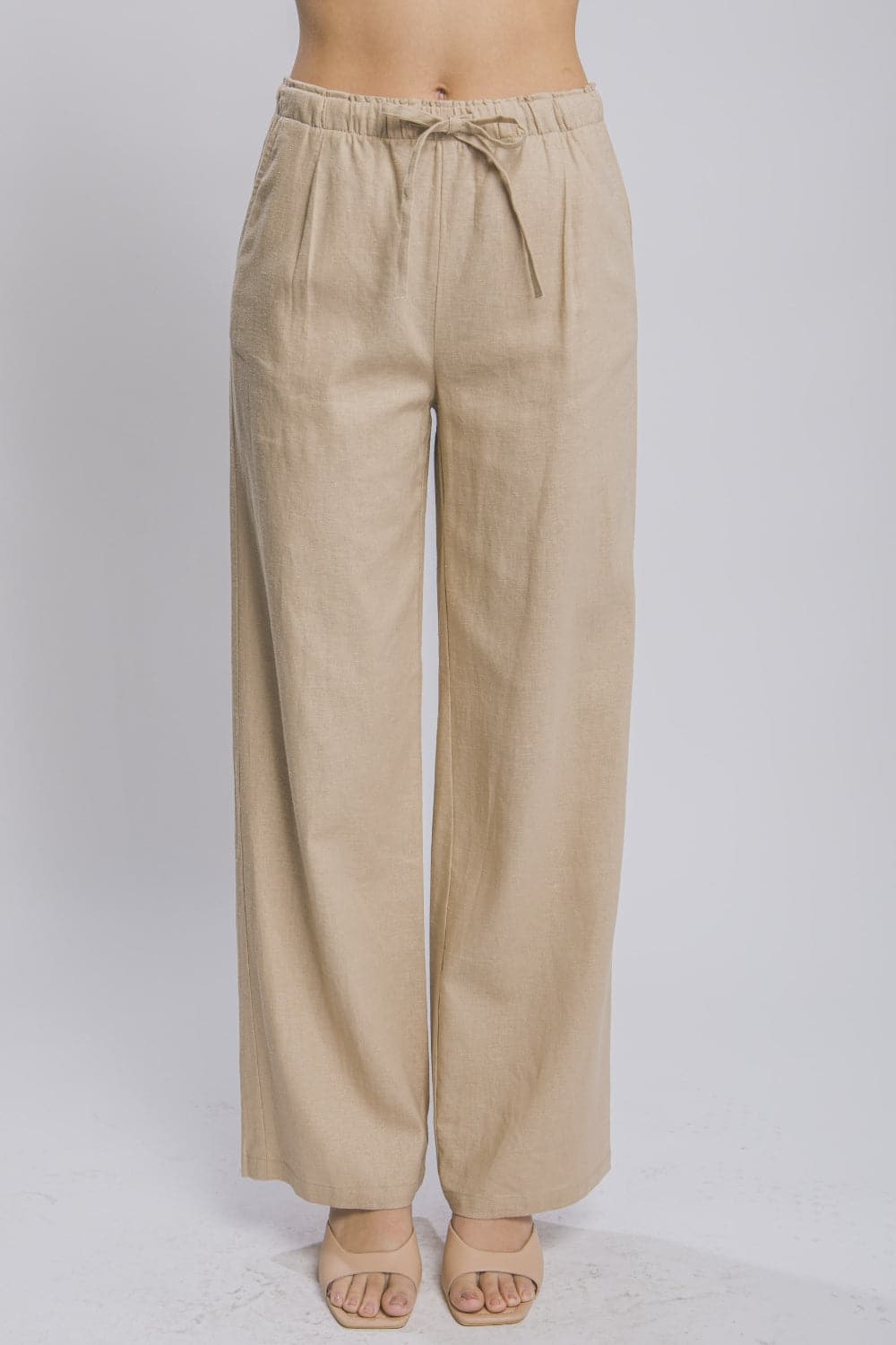 Love Tree Drawstring Wide Leg Pants with Pockets.