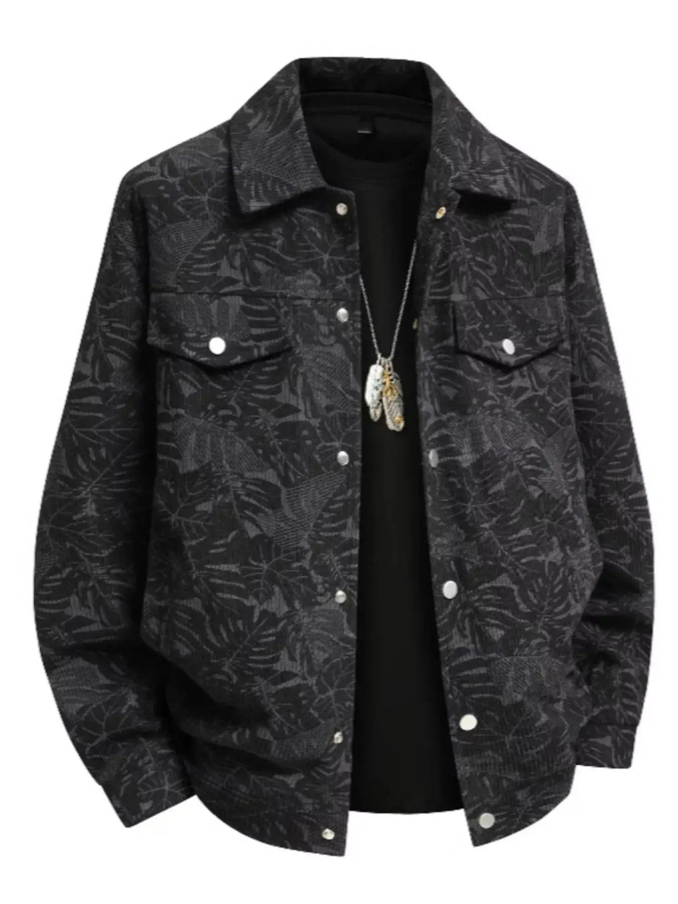 Men's Plus Size Printed Snap Down Casual Jacket Simply Love