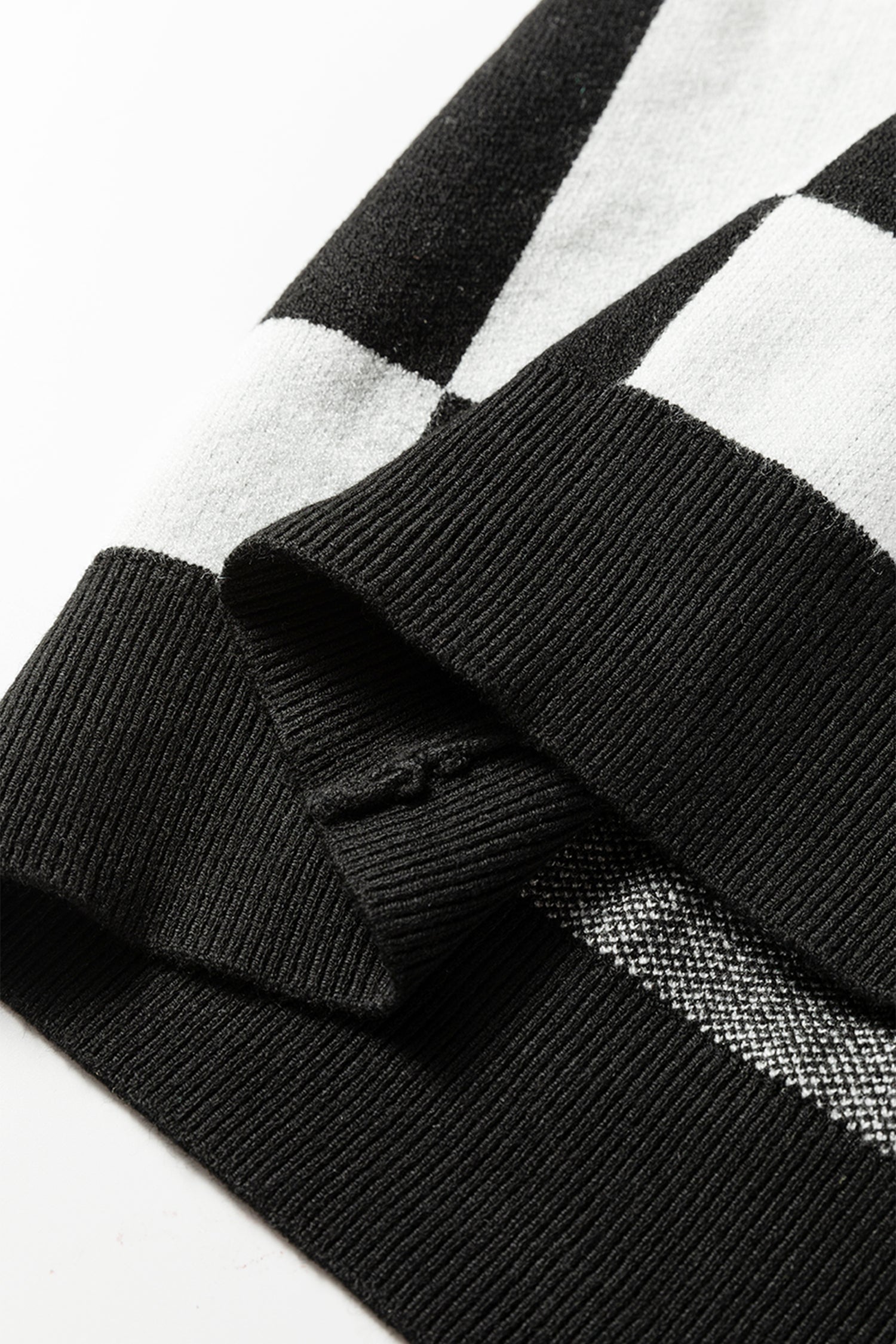 Black Checkered Pattern Loose Drop Shoulder Half Sleeve Knit Sweater For Women Dear-Lover Dropshipping