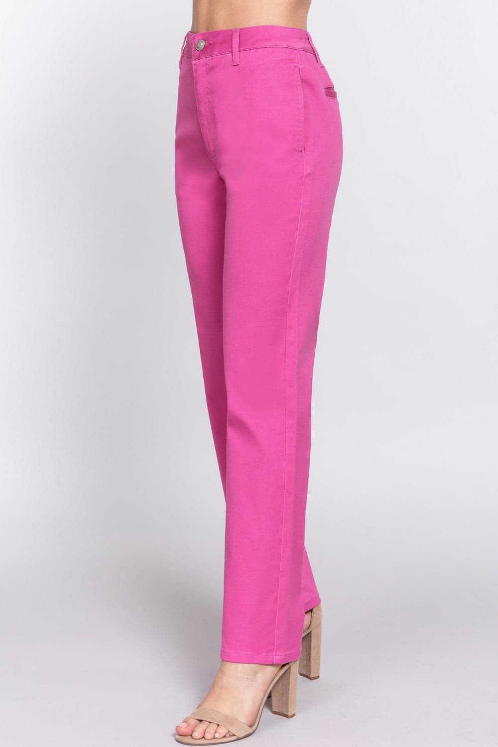 ACTIVE BASIC High Waist Straight Twill Pants.