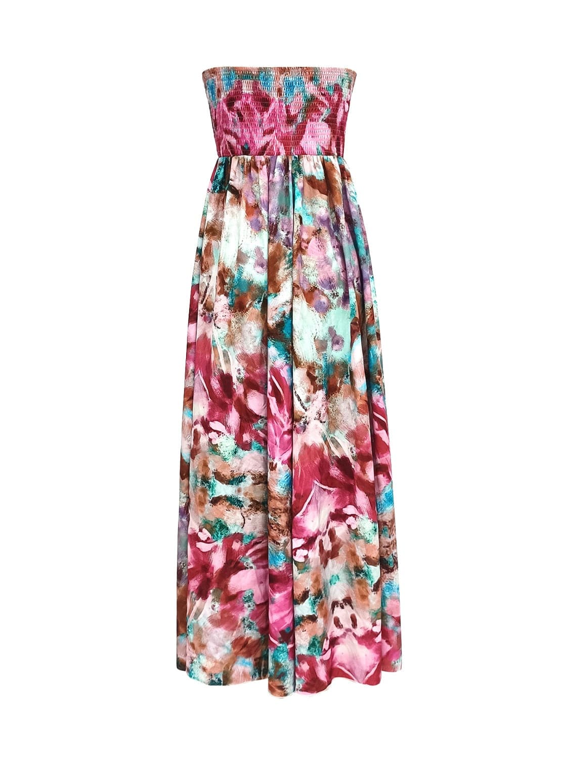 Smocked Printed Sleeveless Maxi Dress.