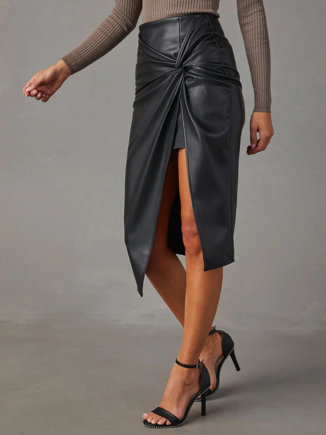 Twist & Slay High Waist Faux Leather Skirt Coco’s Tee Boutique
