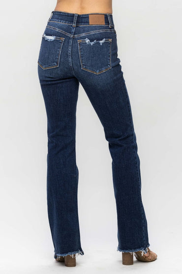 Frayed hem bootcut jeans by Judy Blue for a trendy twist