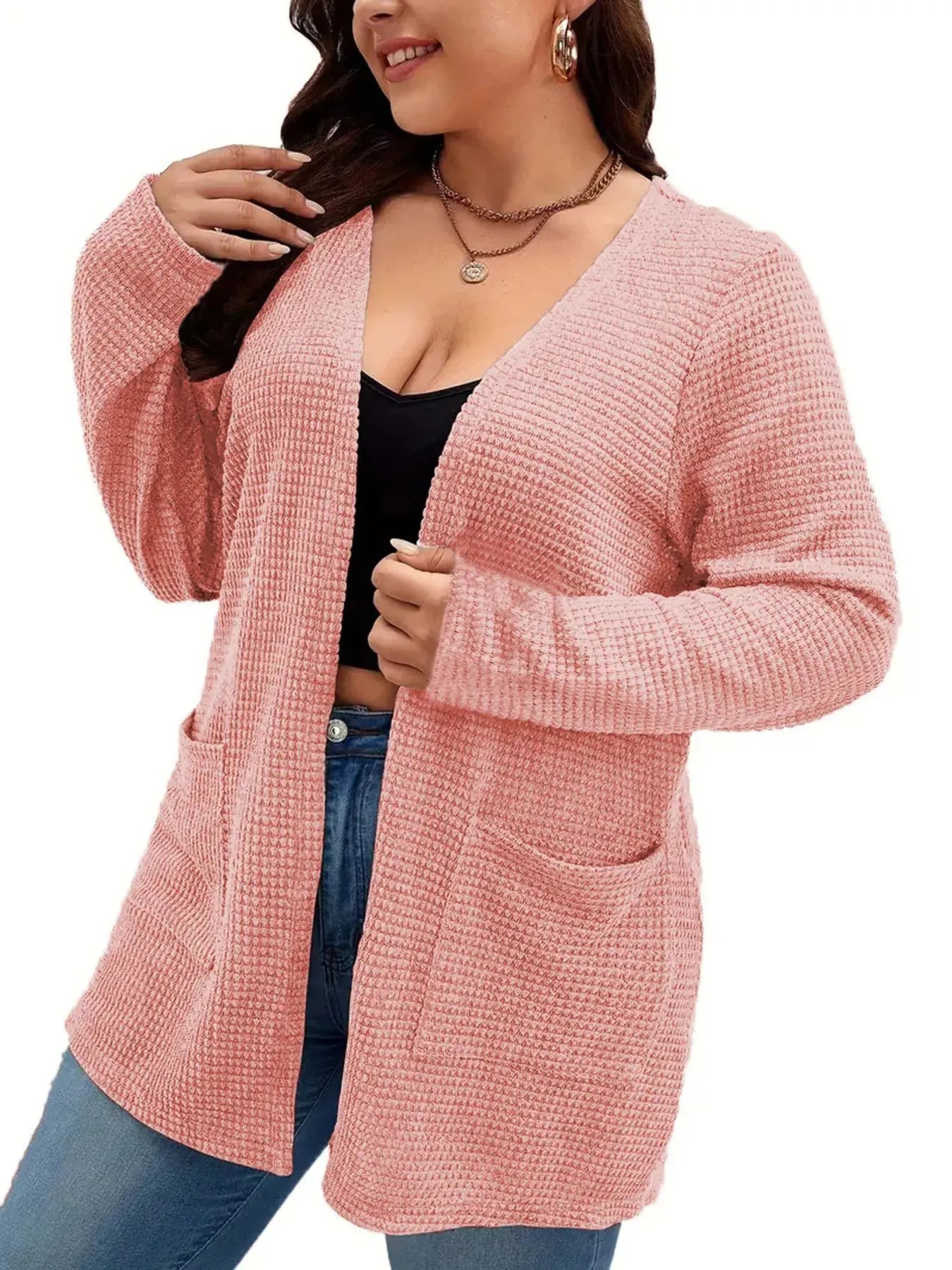 Plus Size Open Front Long Sleeve Knit Cardigan Simply Love