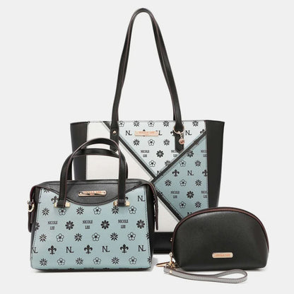 Nicole Lee color block handbag set