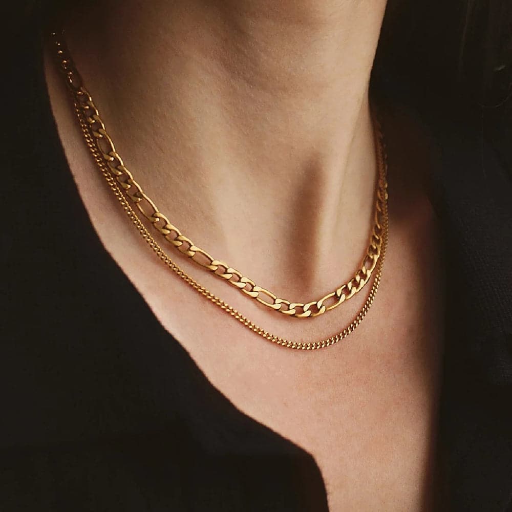 Stainless Steel Double-Layered Necklace.