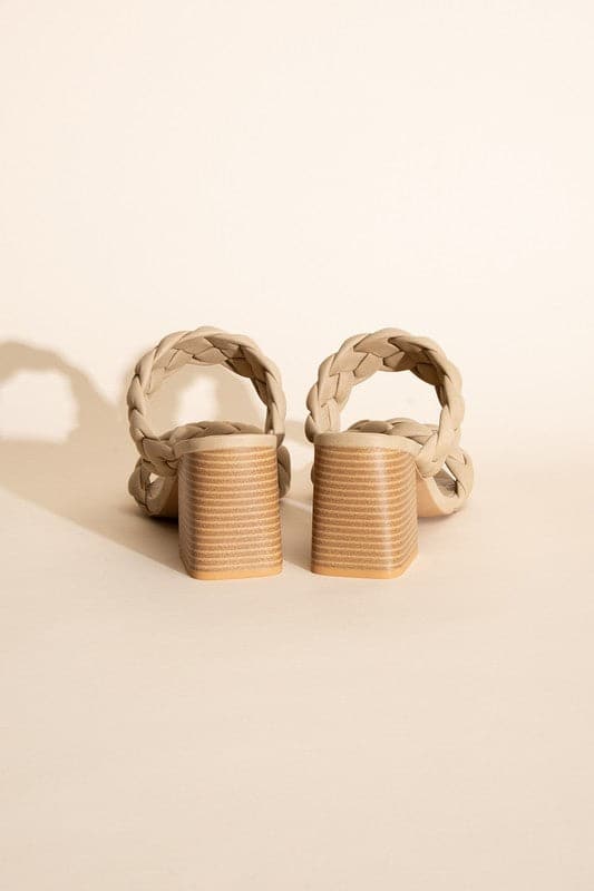 BUGGY-S Braided Stras Mule Heels.