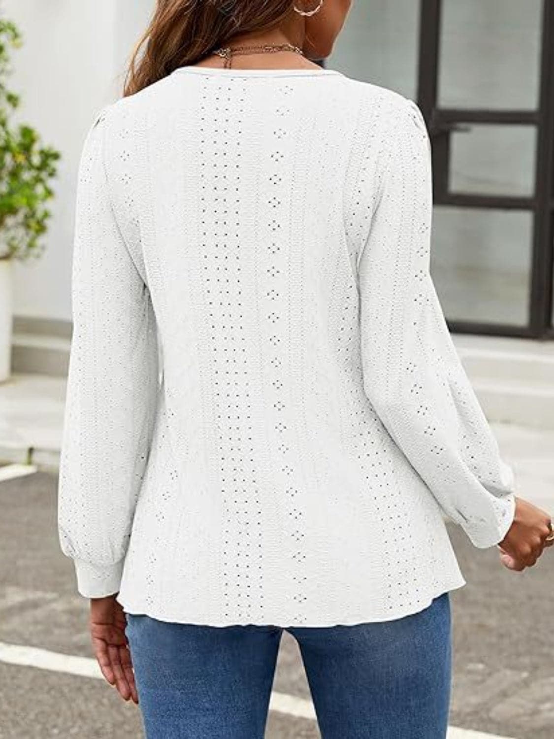 Chic eyelet long sleeve top