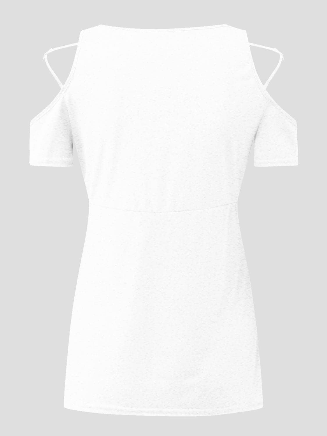 Full Size Crisscross Cold Shoulder Short Sleeve T-Shirt.