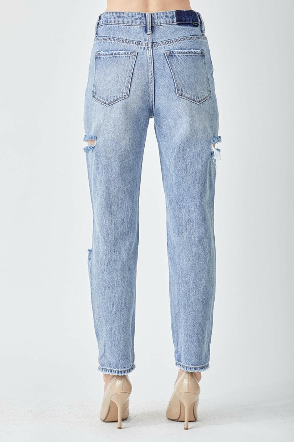 RISEN Distressed Slim Cropped Jeans.