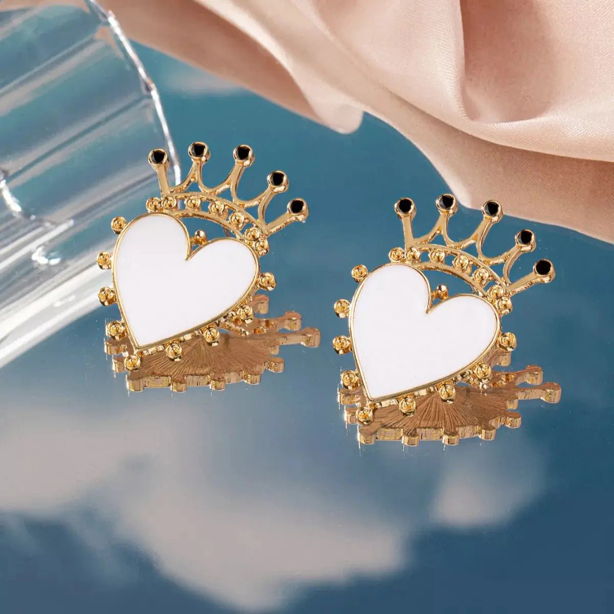 Crown Heart Stud Earrings Simply Love