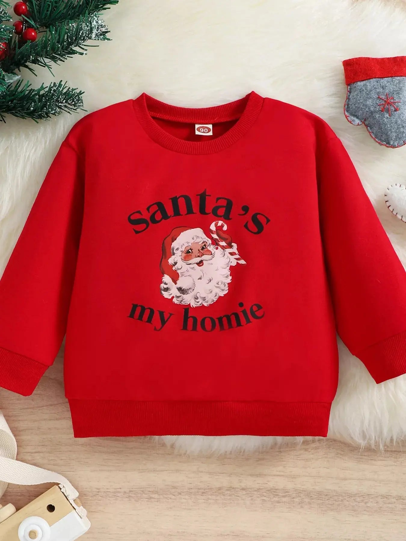 Children's Christmas Santa 's My Homie Graphic Sweatshirt Simply Love