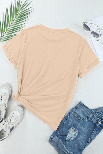 Bow Graphic Round Neck Short Sleeve T-Shirt.