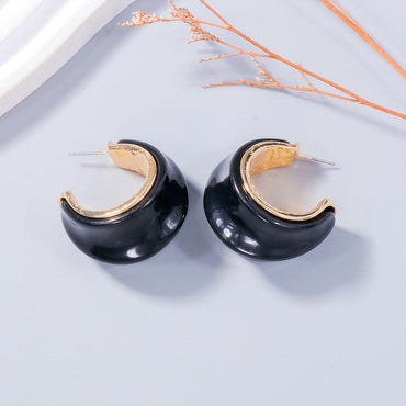 Alloy Drip Oil C-Hoop Earrings.