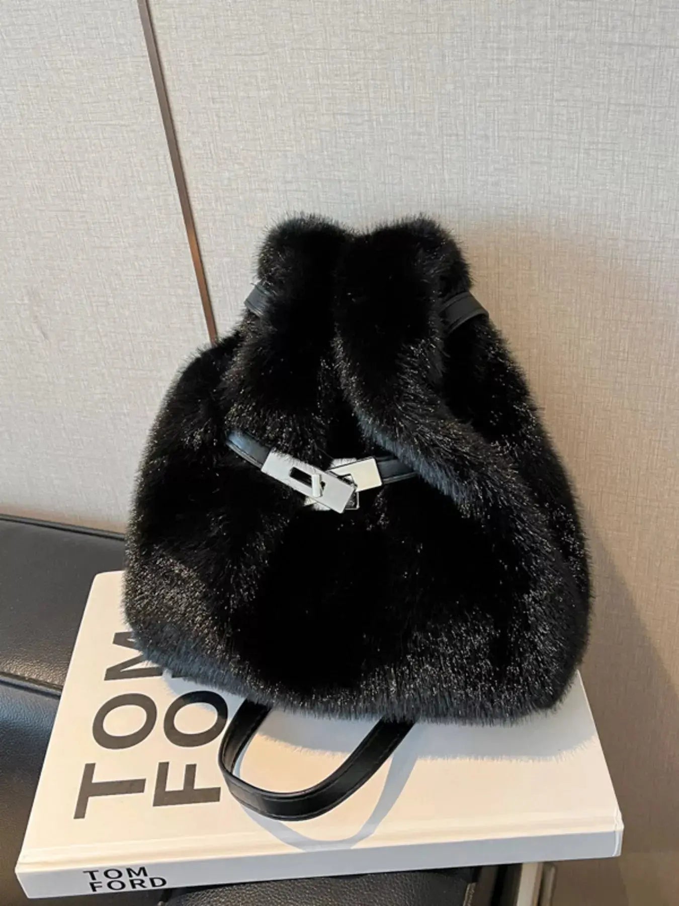 Faux Fur Bucket Crossbody Bag Simply Love