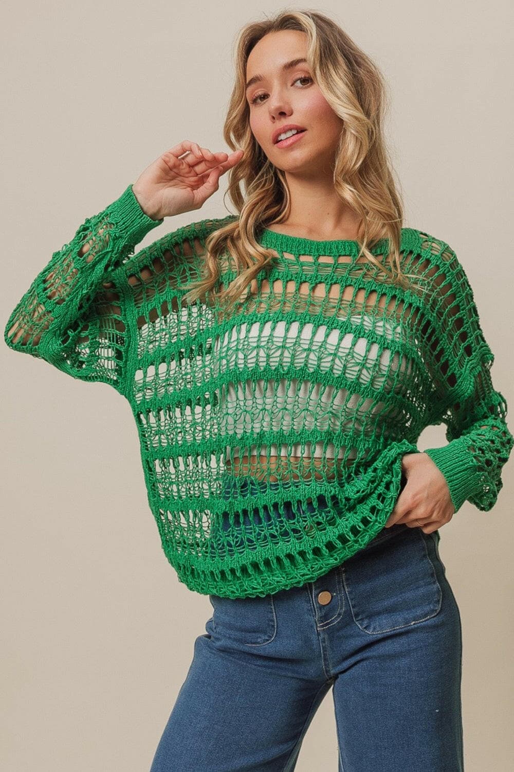 BiBi Long Sleeve Knit Cover Up.