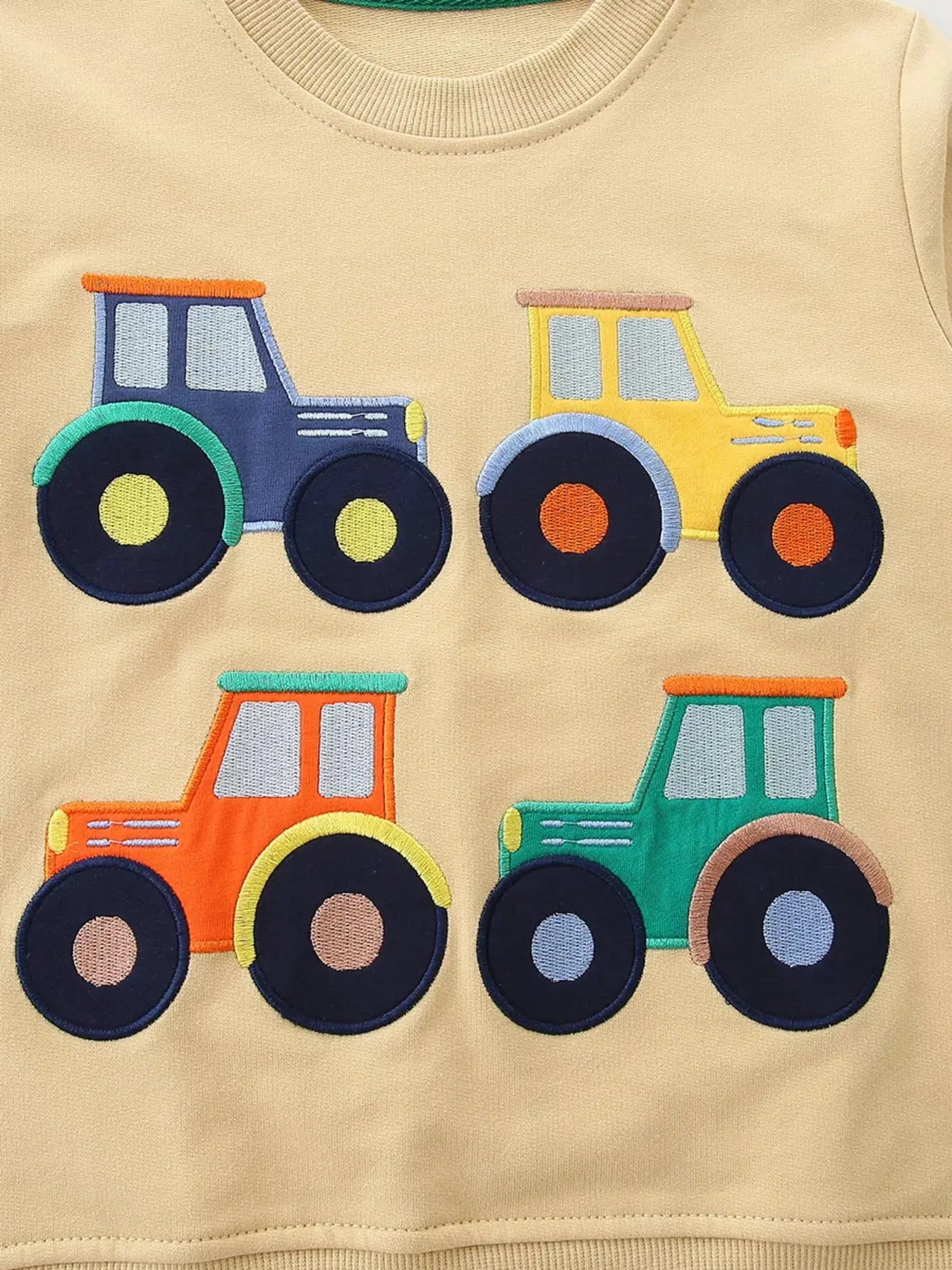 Kids Tractor Embroidered Crewneck Sweatshirt 100 Percent Cotton Simply Love