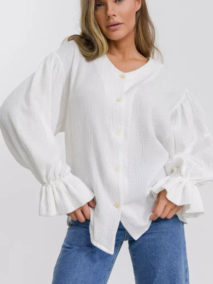 Elegant flounce sleeve shirt