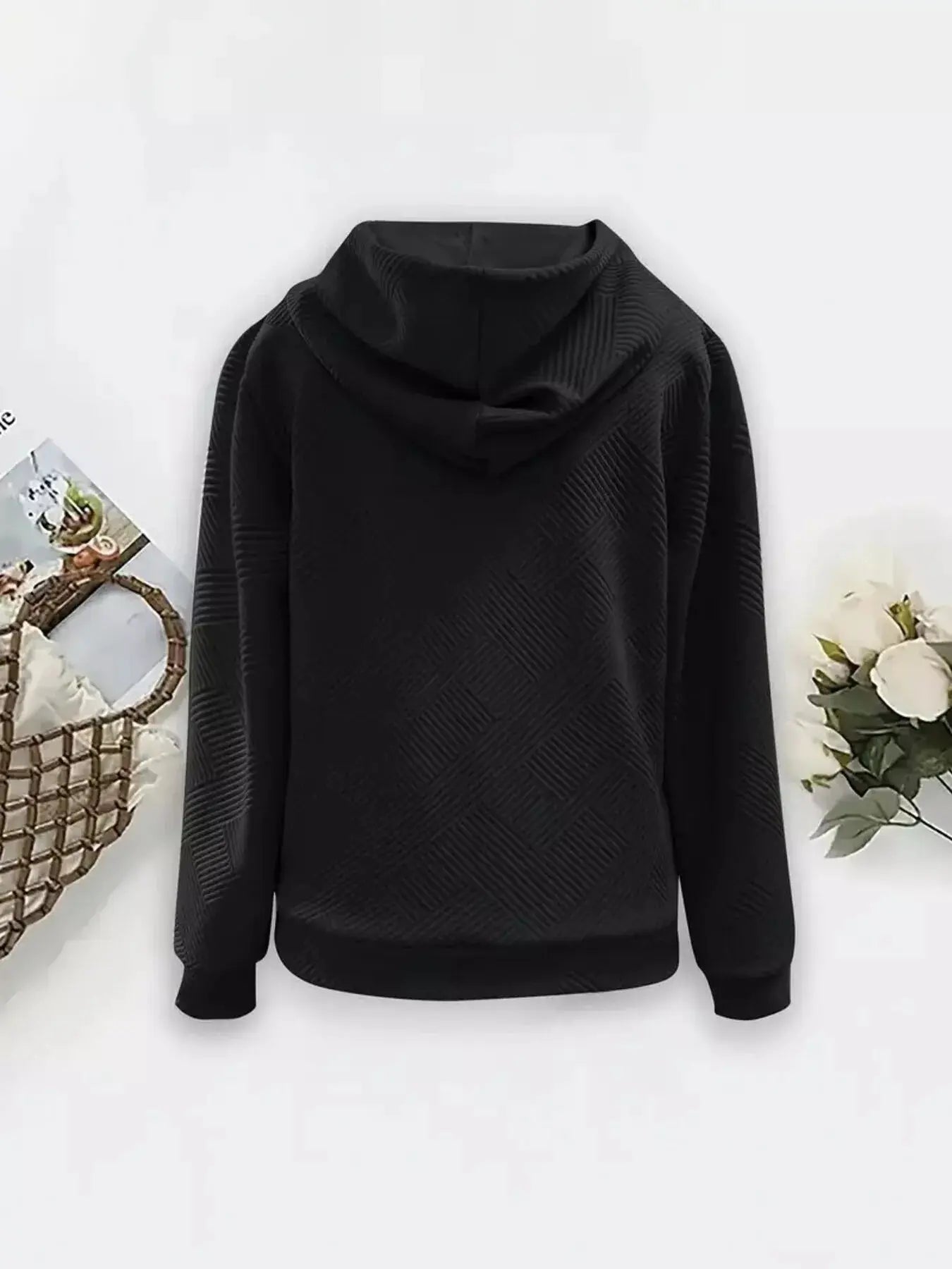 Textured Zip-Up Hooded Jacket Simply Love
