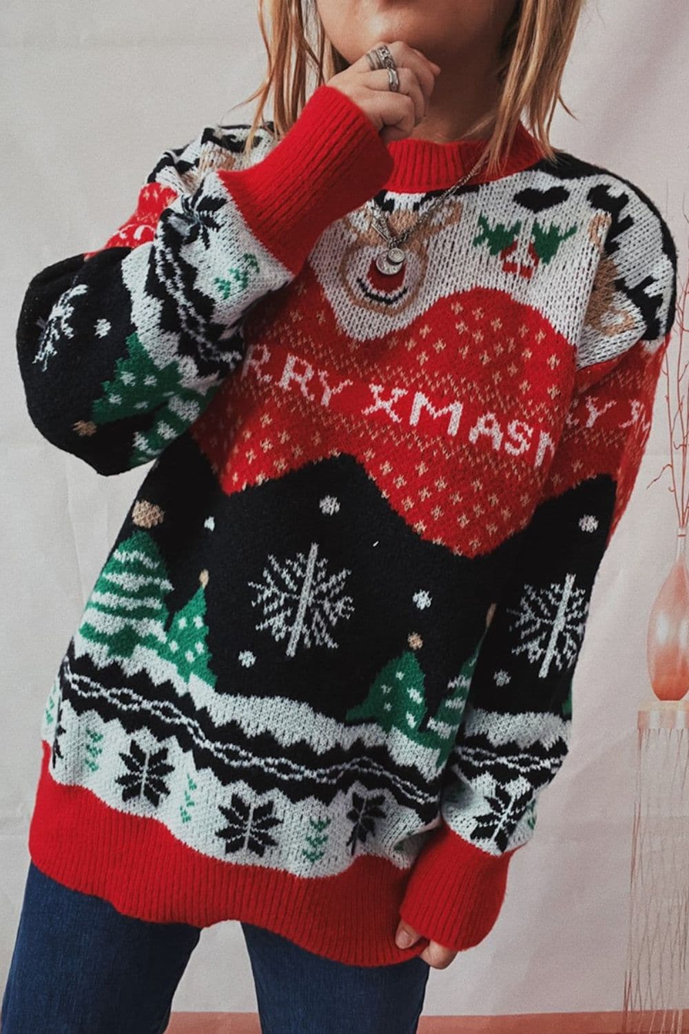 Christmas Element Long Sleeve Sweater.