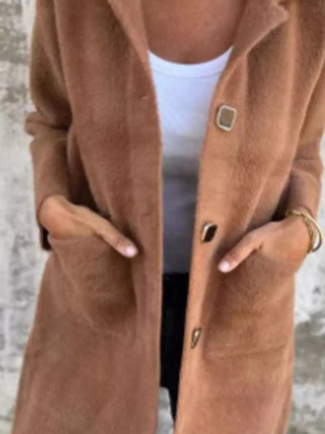 Full Size Button-Down Long Sleeve Longline Coat Plus Size Simply Love