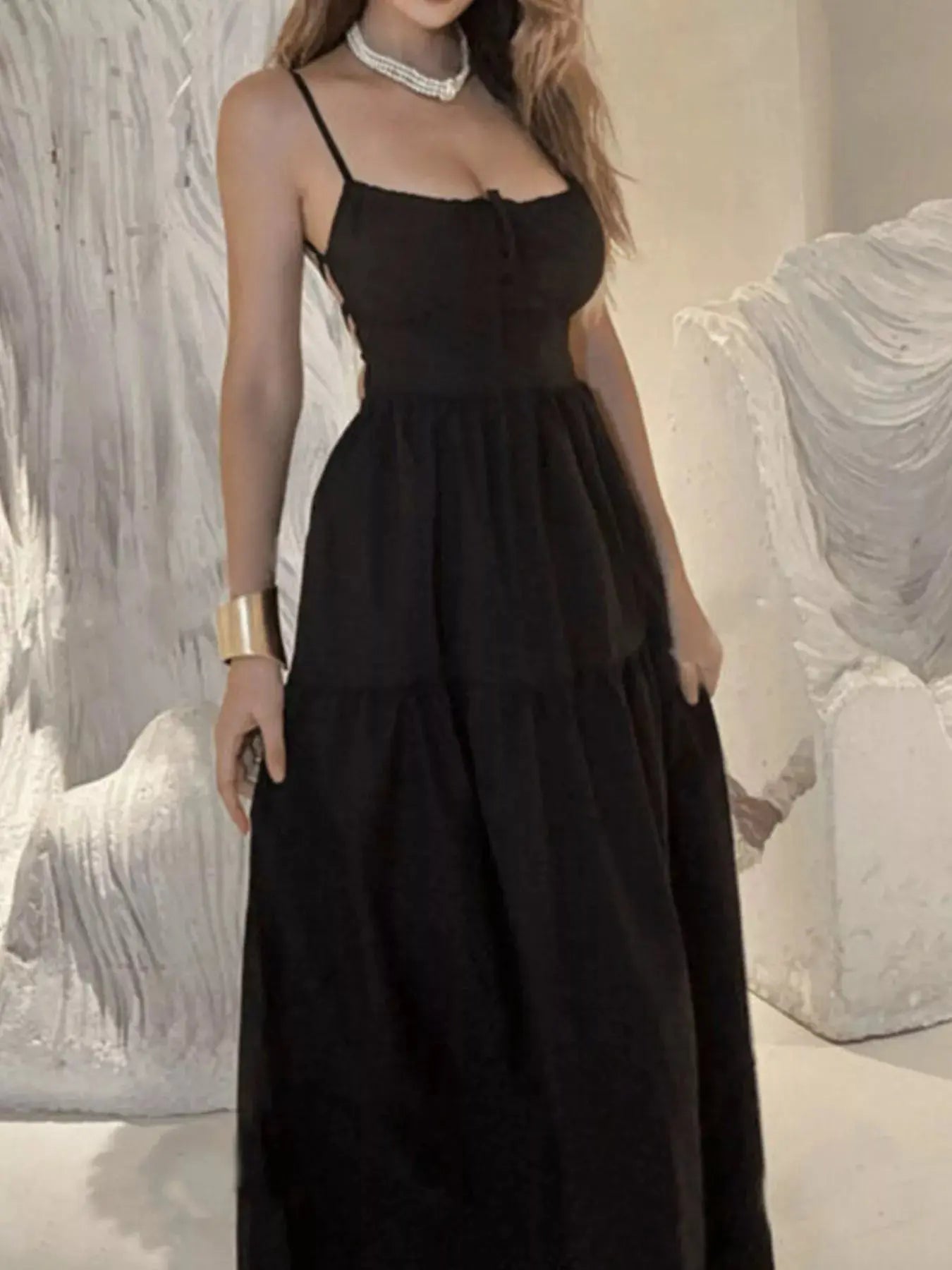 Lace Up Back Maxi Cami Dress Simply Love