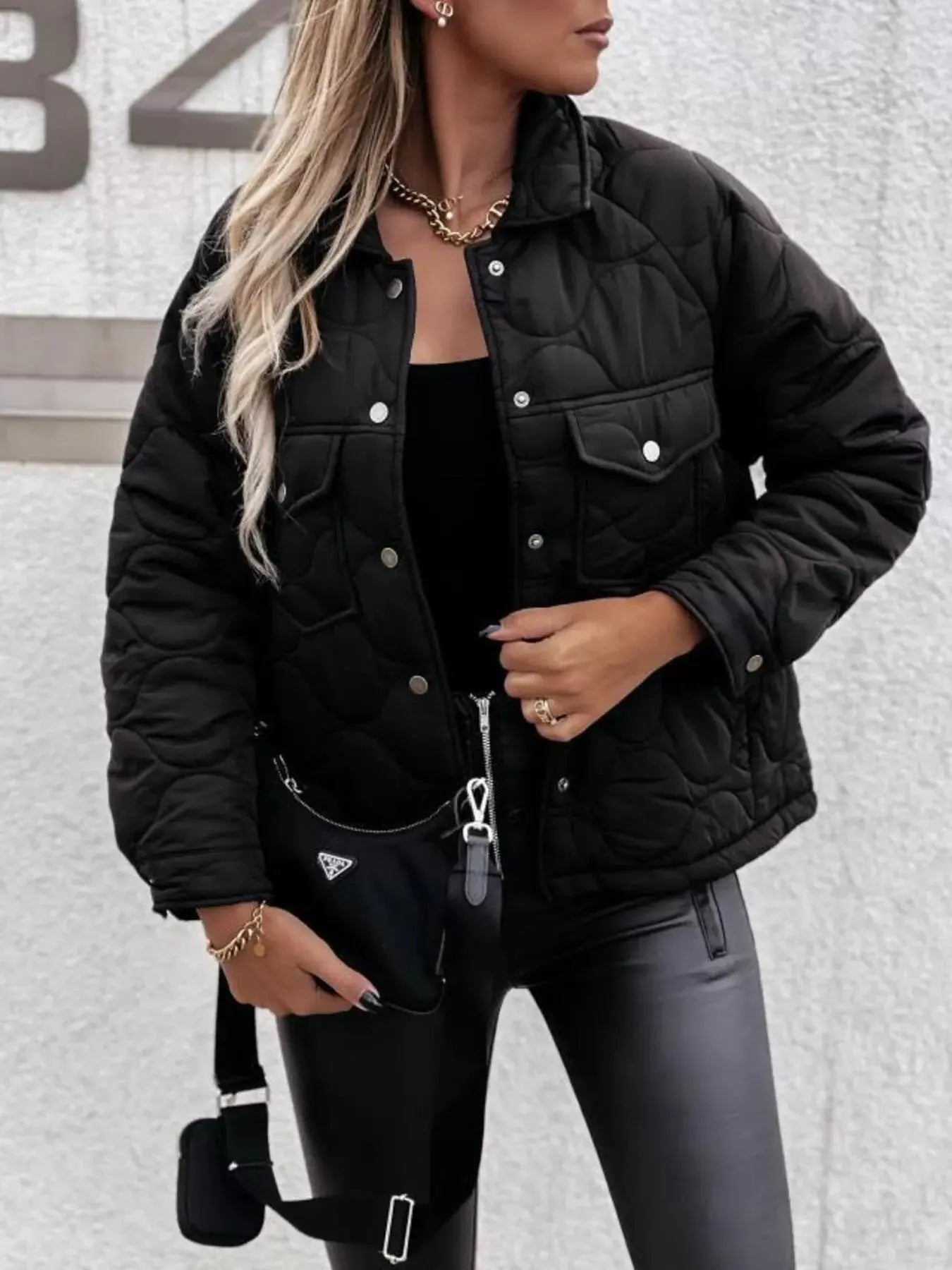 Quilted Snap-Down Casual Jacket Simply Love