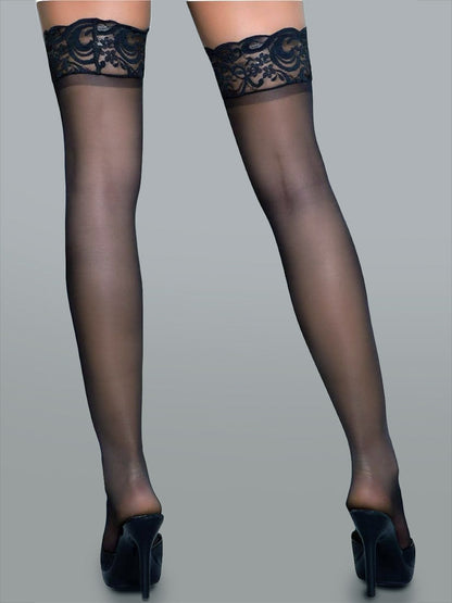 Lace Top Stockings with Floral Design for Elegant Style