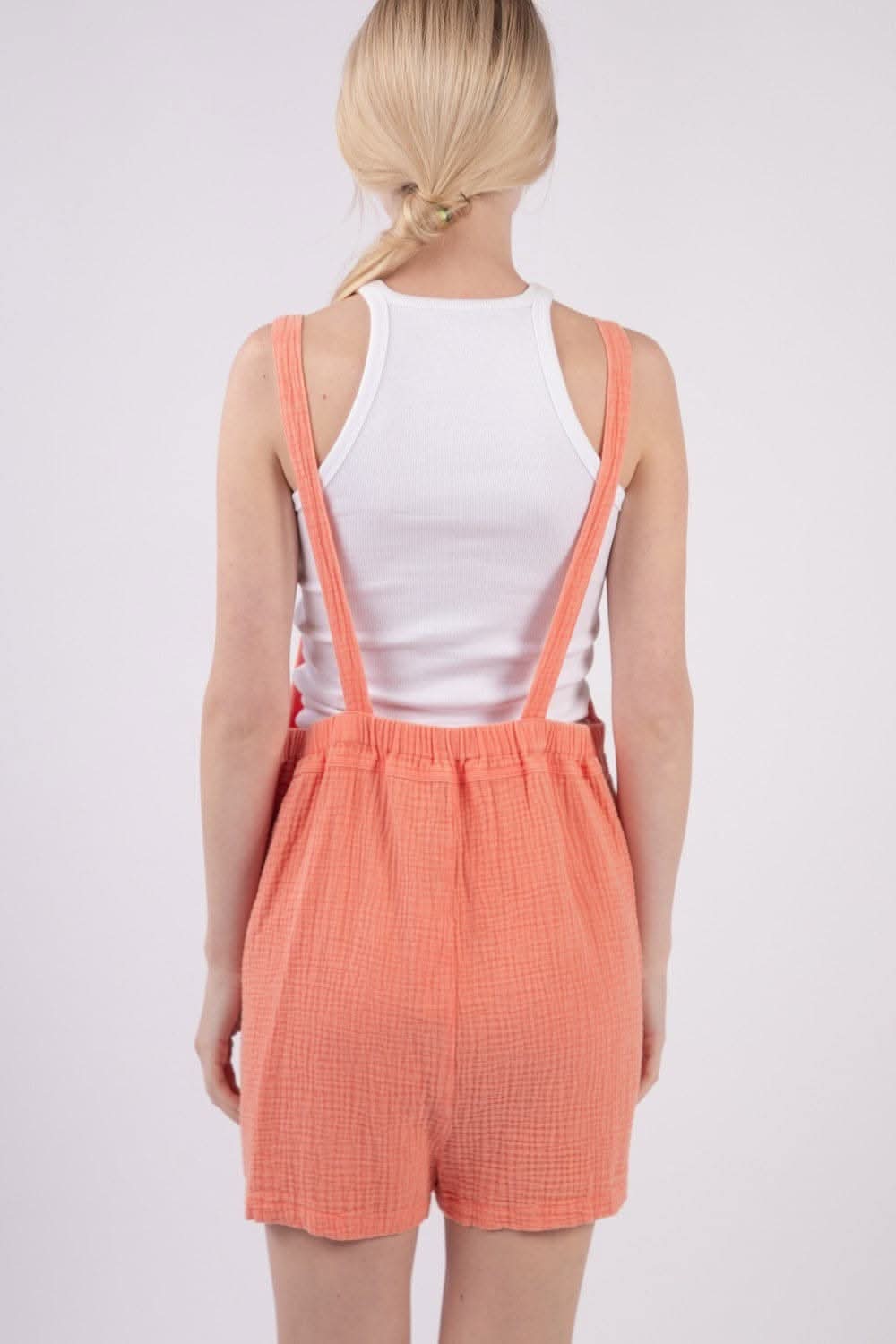 VERY J Sleeveless Double Gauze Overalls with Pockets - Love Salve 