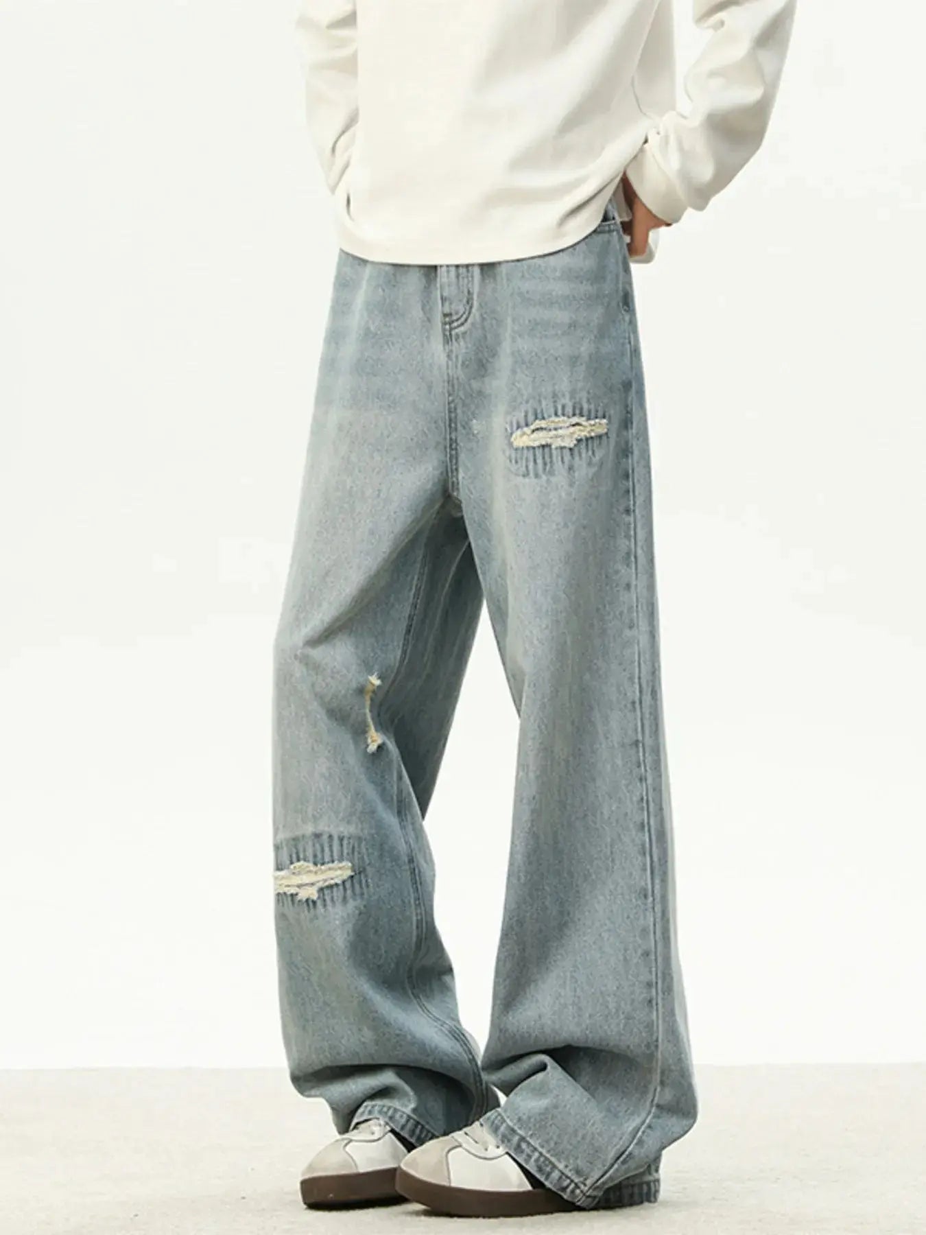 Men's Full Size Distressed Wash Loose Fit Jeans Plus Size Simply Love
