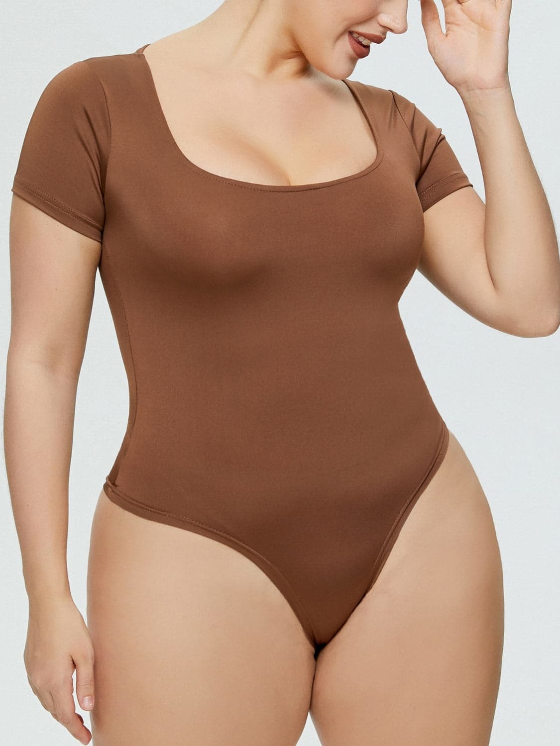 Full Size Square Neck Short Sleeve Bodysuit.