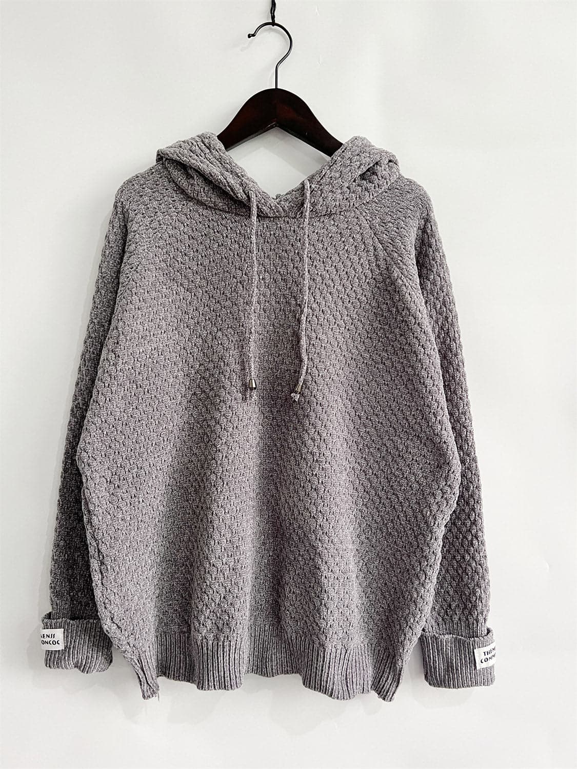 Drawstring Long Sleeve  Hooded Sweater.