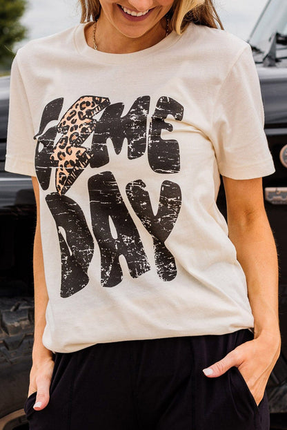 Khaki leopard print rugby tee