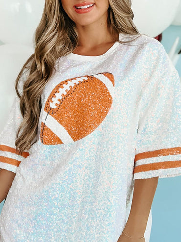 Glam sequin oversized football tee