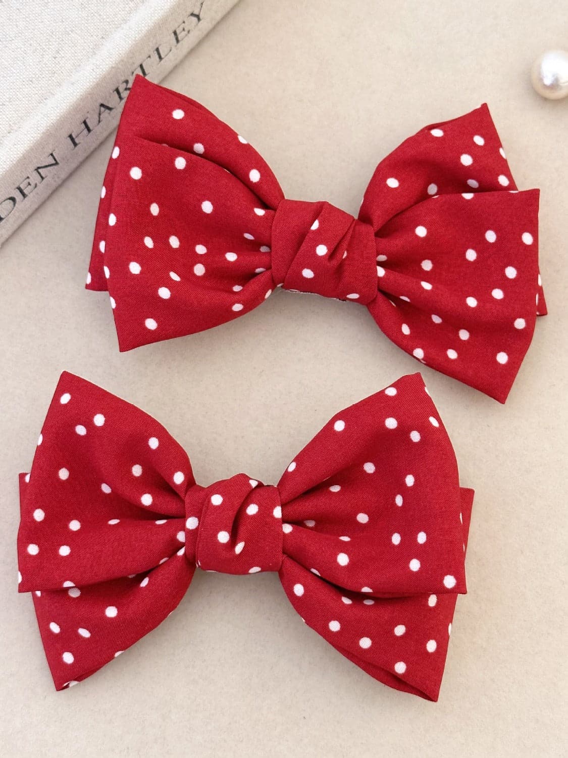 Charming polka dot bow hair clips set