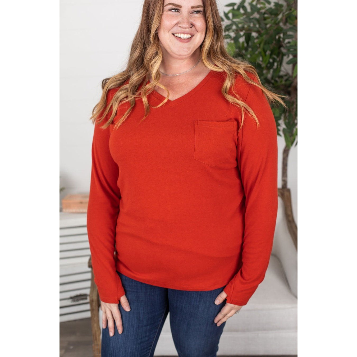 Pumpkin Spice Long Sleeve Shirt With Thumb Holes And Pocket Michael Mae MM