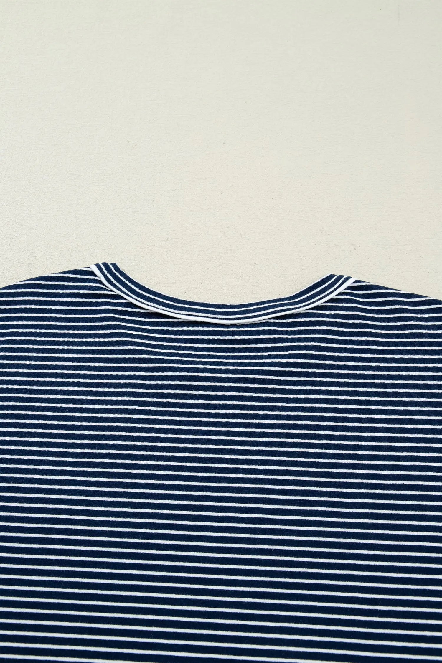 Blue Stripe Drop Shoulder Long Sleeve Tee And Buttoned Shorts Lounge Set 2pcs Dear-Lover Dropshipping