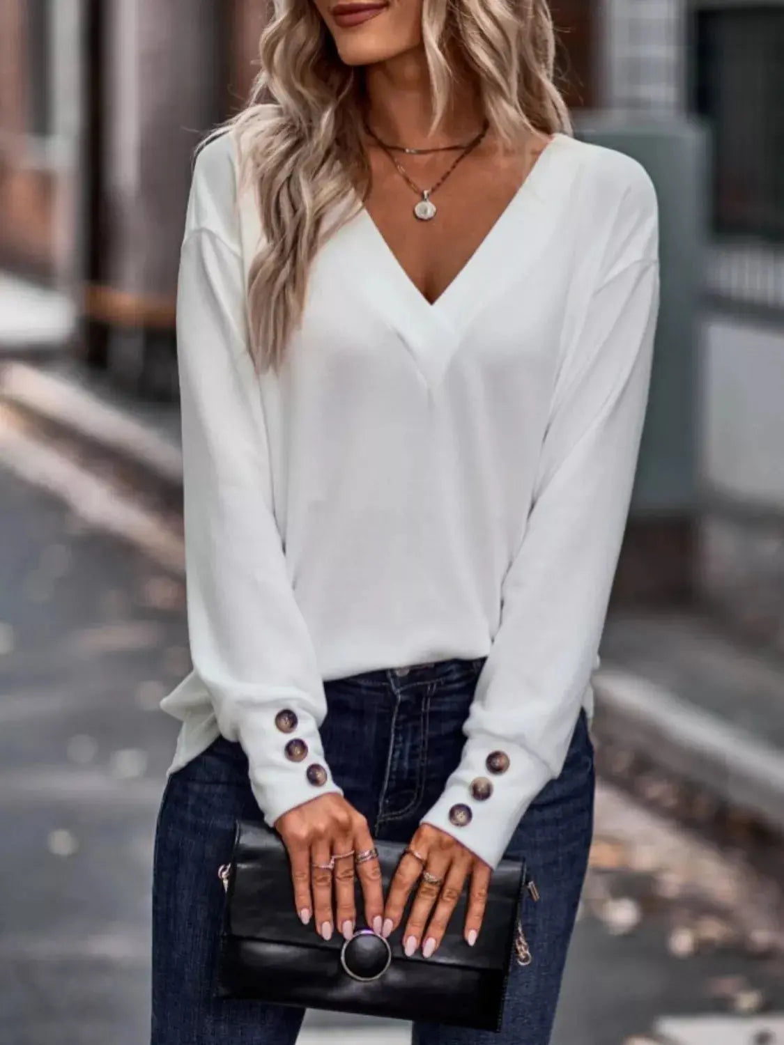 V-Neck Long Sleeve T-Shirt Simply Love