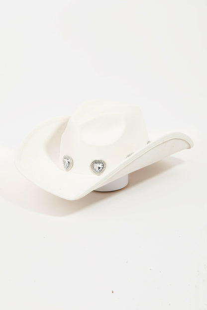 Fame Rhinestone Pave Heart Cowboy Hat.