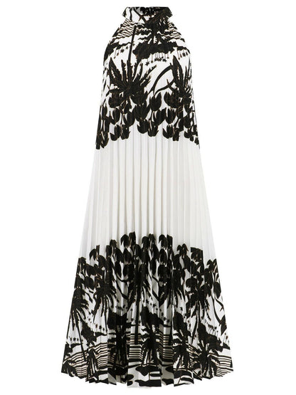 Tied Printed Sleeveless Midi Dress.