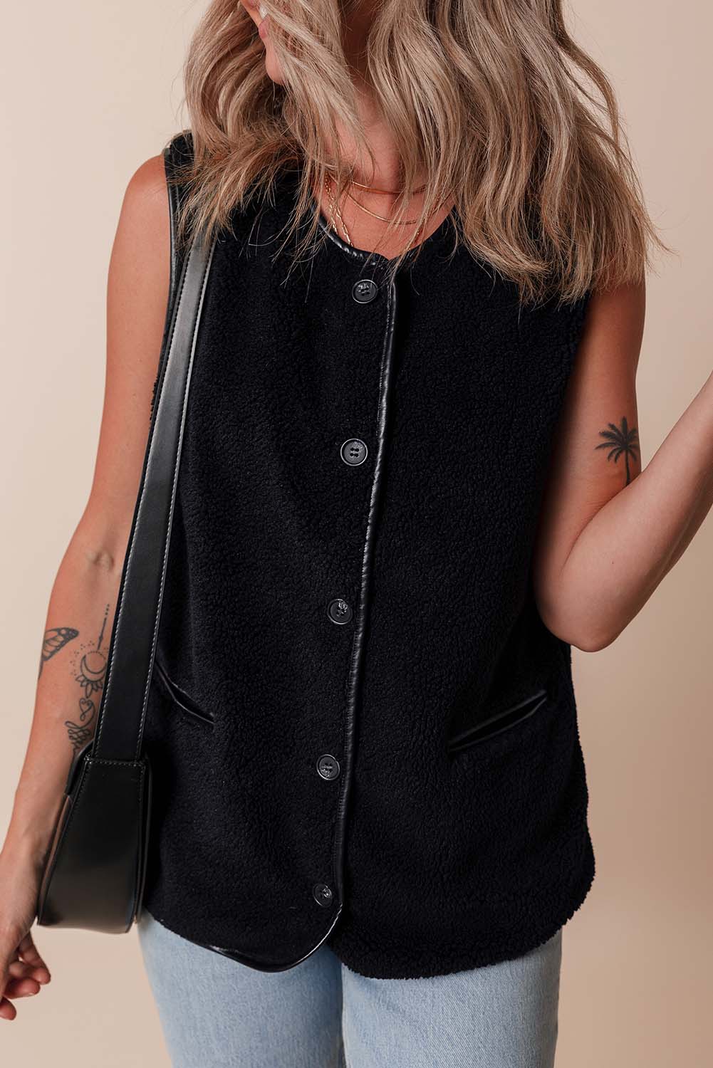 Sophisticated Black Fleece Vest